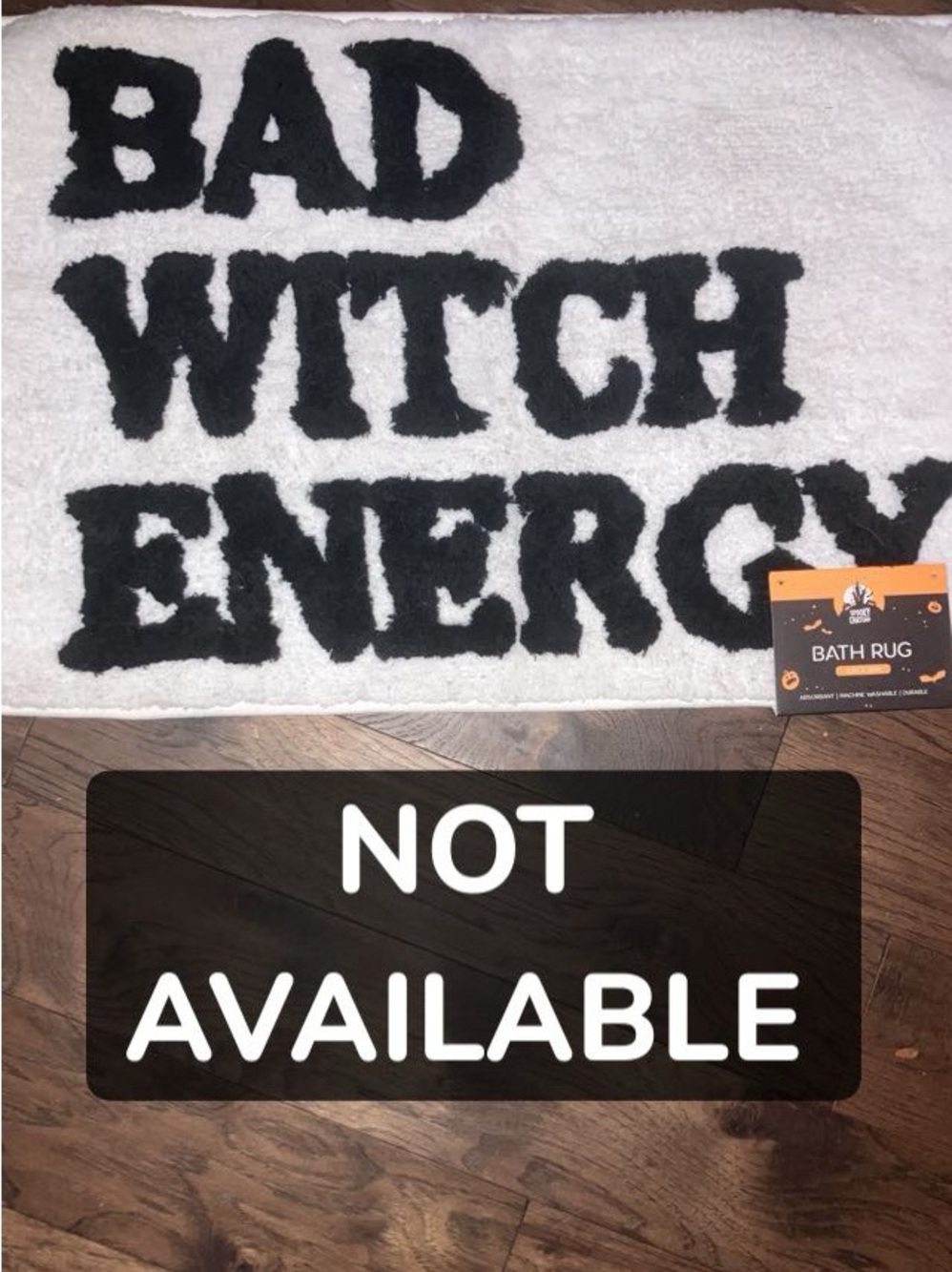 Bad Witch Energy White & Black 20inx30in Bath mat!Halloween Chic decor.